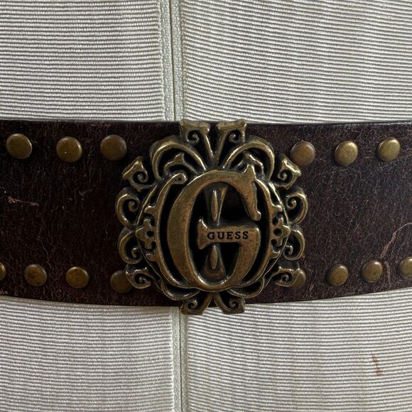 VTG Guess Women\'s Leather Studded Waist Belt 42\